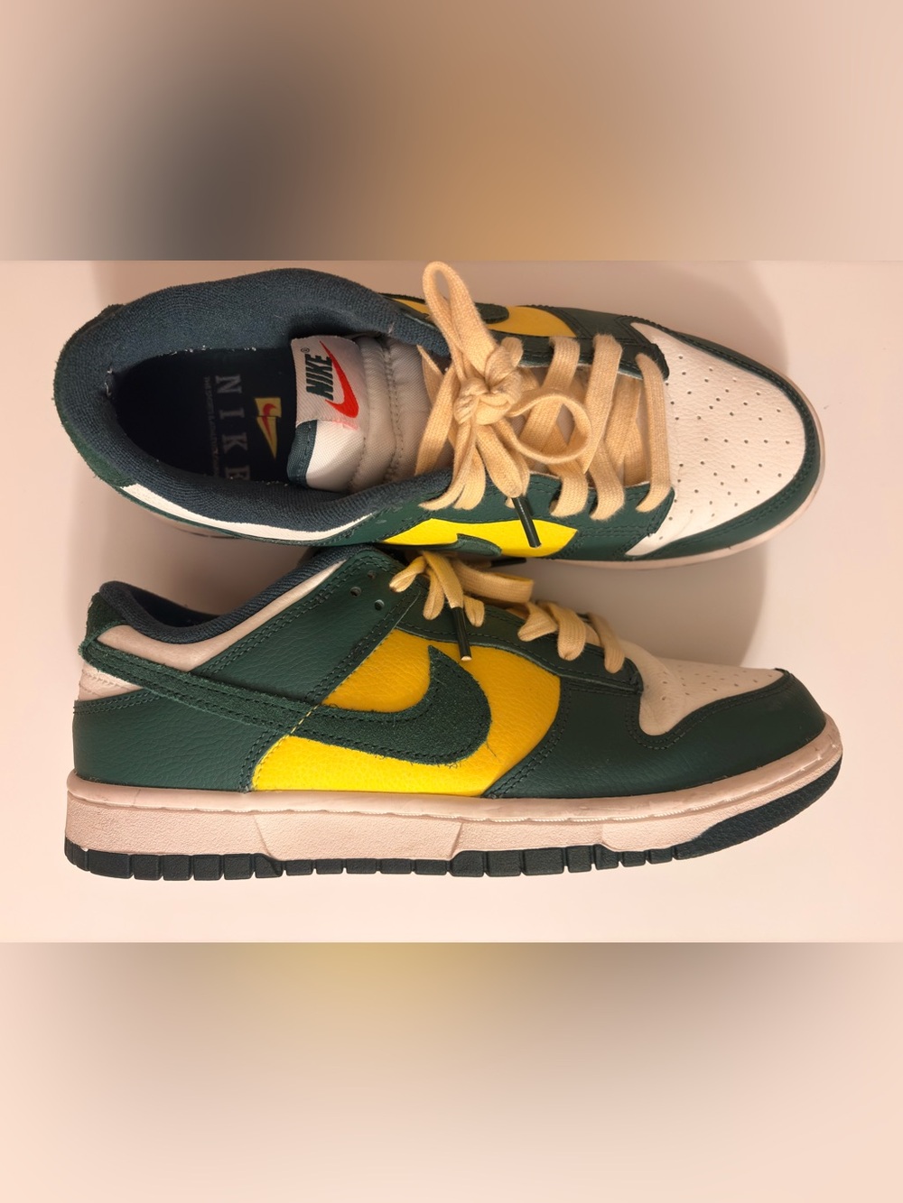 Nike Green, Yellow & White Low-Top Sneakers